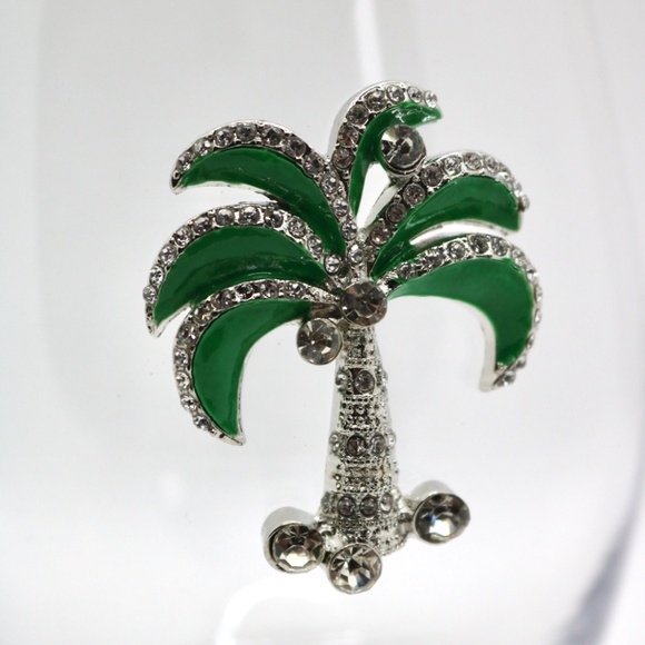 NEW Stemless Wine Beverage Cocktail Glass Rhinestone Palm Tree Bedazzled BFF - Picture 7 of 7